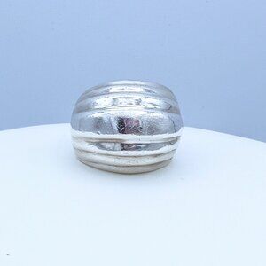Vintage 925 Sterling Silver Large Domed Ridge Statement Ring